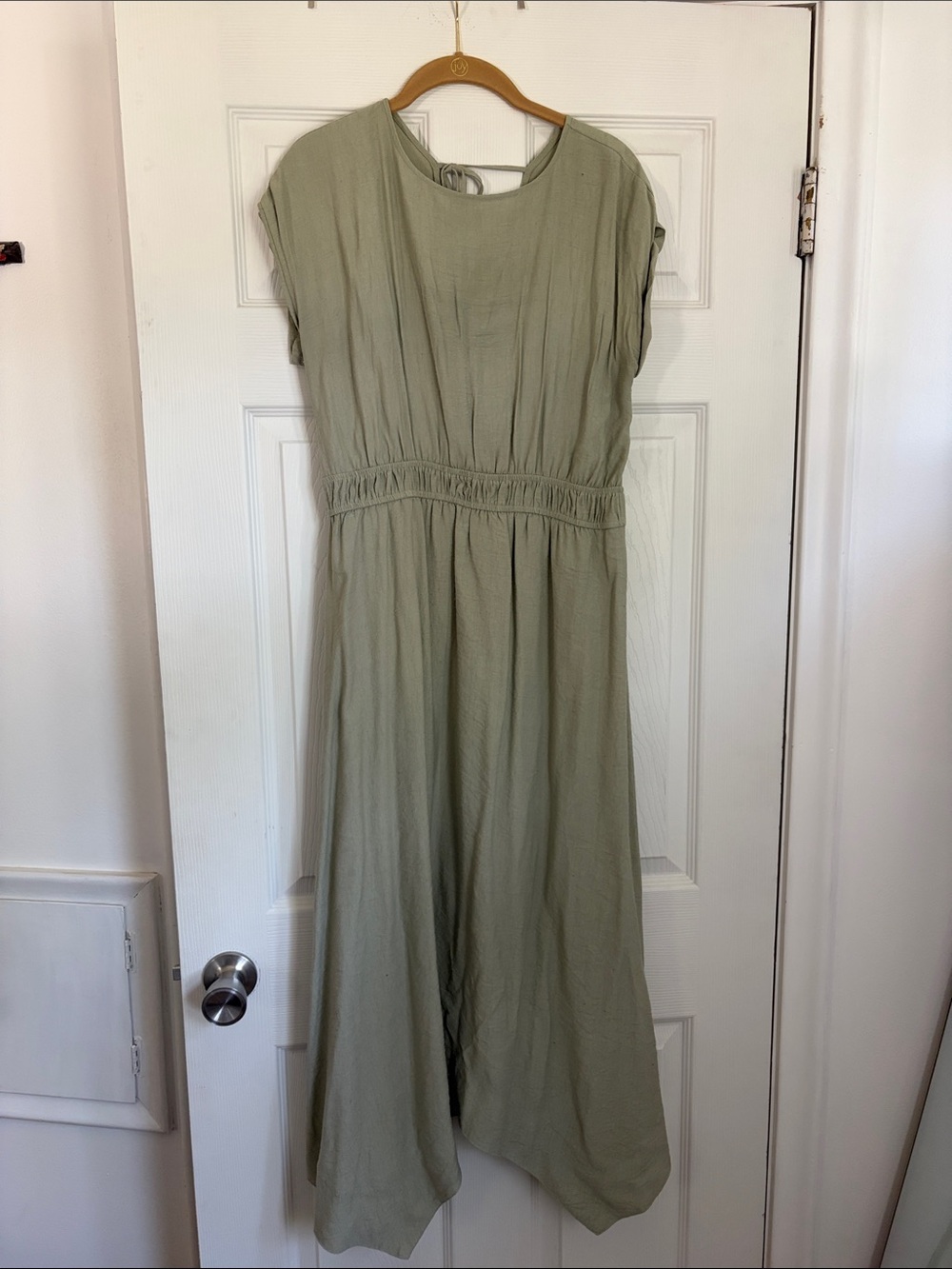 Women's Sage Green Elastic-Waist Maxi Dress